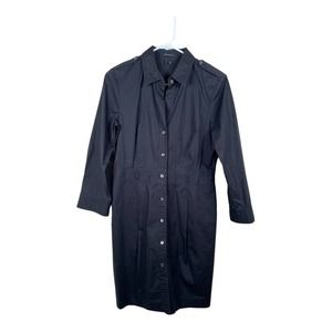 Theory Women's 8 Cotton Long Sleeve Black‎ Mini Shirt Dress